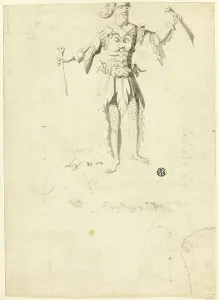 Costumed Man Carrying Two Swords, n.d. Creator: Unknown