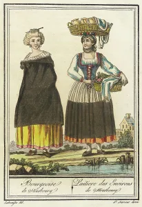 Bourgeoisie Prints: Costumes de Différent Pays, Bourgeoise de Strasbourg/ Laitiere des Environs de Strasbourg