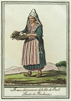 Clog Prints: Costumes de Différent Pays, Femme des Environs de la Tête de Buch Landes de Bordeaux