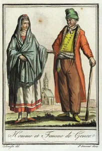 Costumes de Différent Pays, Homme et Femme de Genea, c1797. Creator: Jacques Grasset de Saint-Sauveur