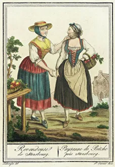 Strasbourg Alsace France Prints: Costumes de Différent Pays, Revendeuse de Strasbourg/ Paysanne de Bitche près Strasbourg