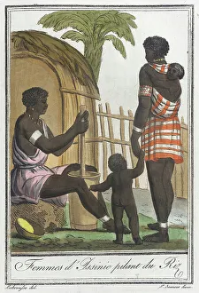 Straw Hut Prints: Costumes de Différents Pays, Femmes d'Issinie Pilant du Riz