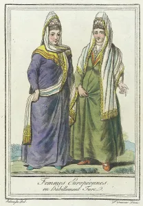 Costumes de Différents Pays, Femmes Européennes en Habillement Turc, c1797. Creators: Jacques Grasset de Saint-Sauveur, LF Labrousse