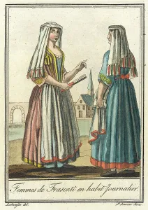 Costumes de Différents Pays, Femmes de Frascati en Habit Journalier, c1797. Creators: Jacques Grasset de Saint-Sauveur, LF Labrousse