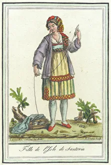 Yarn Prints: Costumes de Différents Pays, Fille de l'Isle de Santorin