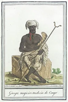 Costumes de Différents Pays, Ganga Magicien-Medecin de Congo, c1797. Creator: Jacques Grasset de Saint-Sauveur
