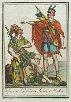 Peru South America Prints: Costumes de Différents Pays, Guerriers Peruviens Ancien et Moderne
