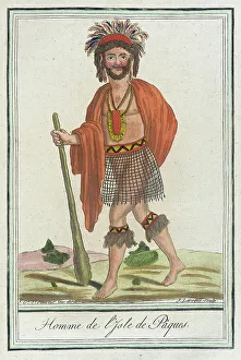 Grass Skirt Prints: Costumes de Différents Pays, Homme de l'Isle de Pâques