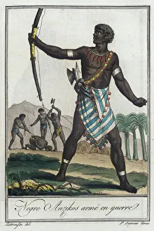 Central Africa Prints: Costumes de Différents Pays, Negre Anzikos Armé en Guerre