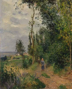 Pissarro Prints: Cote des Grouettes, near Pontoise, probably 1878. Creator: Camille Pissarro