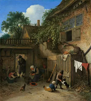 Adrian Ostade Collection: The Cottage Dooryard, 1673. Creator: Adriaen van Ostade