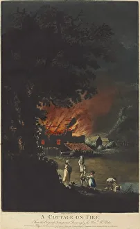 Charles Turner Prints: A Cottage on Fire, 1799. Creators: Charles Turner, Yates