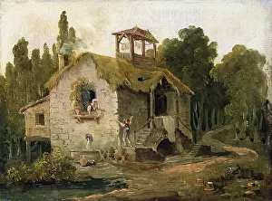 Chimneys Prints: Cottage in the Forest, 1796. Creator: Hubert Robert