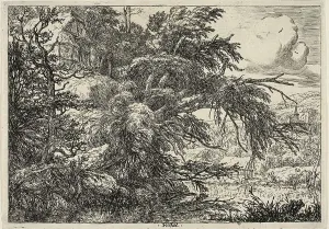 Hidden Prints: Cottage at the Top of a Hill, c. 1660. Creator: Jacob van Ruisdael