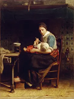 Josef Prints: The Cottage Madonna, c1867. Creator: Jozef Israels