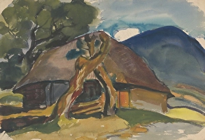 Czech Prints: Cottage under the mountains, 1930. Creator: Zolo Palugyay