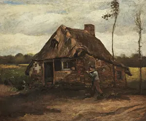 Museo Soumaya Prints: Cottage with Peasant Coming Home, 1885. Creator: Gogh, Vincent, van (1853-1890)