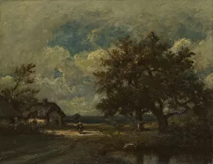 The Cottage by the Roadside, Stormy Sky, c. 1860. Creator: Jules Dupré