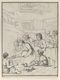 Merke Henri Prints: Cottagers, with Fireside, 1799. Creator: Henri Merke