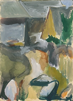 Olive Green Prints: Cottages, 1940-1944. Creator: Jan Novak