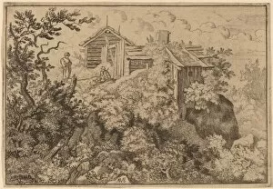 Aldret Van Everdingen Gallery: Three Cottages on a Rock, probably c. 1645 / 1656. Creator: Allart van Everdingen
