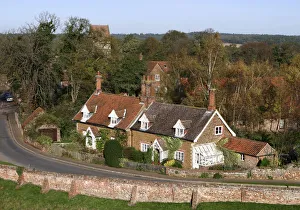 East Anglian Prints: Cottages in the village of Castle Rising, Kings Lynn, Norfolk, 2005