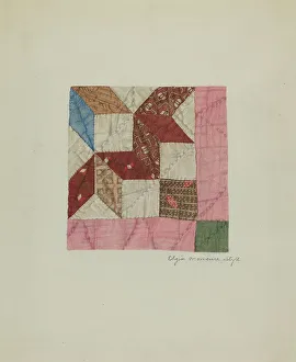 Quilt Prints: Cotton Bed Quilt, c. 1941. Creator: Elgin Moncure Styll