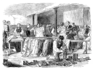 Shortage Prints: The Cotton Famine: the Manchester and Salford Provident Society distributing clothing