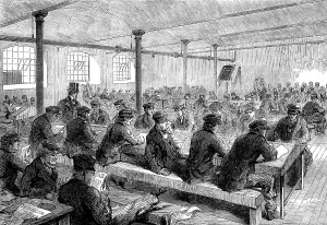 Shortage Prints: The Cotton Famine: school for mill operatives at Mr