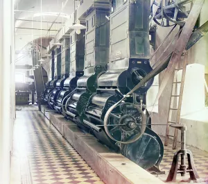 Cotton Gin Prints: Cotton gin (?), in interior of mill