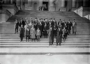 Cotton Growers On Capitol Steps - Congressman Tom Heflin of Alabama, Front Center, 1912. Creator: Harris & Ewing. Cotton Growers On Capitol Steps - Congressman Tom Heflin of Alabama, Front Center, 1912. Creator: Harris & Ewing