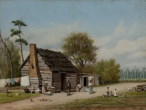 Slaver Prints: The Cotton Pickers Cabin, 1880s. Creator: Walker, William Aiken (1828-1921)
