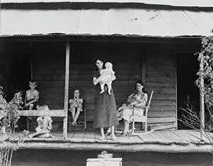 Sharecropper Prints: Cotton sharecropper family, Macon County, Georgia, 1937. Creator: Dorothea Lange