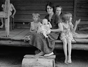 Sharecropper Prints: Cotton sharecropper family, Macon County, Georgia, 1937. Creator: Dorothea Lange