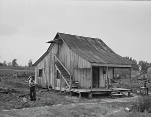 Loft Prints: Cottonworker's cabin with outside stairway and loft
