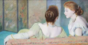 Japonaiserie Prints: On the couch, ca. 1886-1890. Creator: Zandomeneghi, Federico (1841-1917)