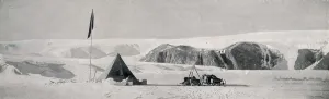 Thomas Griffith Taylor Prints: Couloir Cliffs, Granite Harbour, Showing the Camp Off the Piedmont Tongue, c1911, (1913)