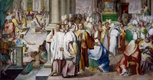 Musei Vaticani In Viale Vaticano Prints: The Third Council of Constantinople, ca 1585-1590. Creator: Nebbia, Cesare (1536-1614)