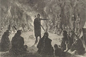 Edwin Austin Abbey Gallery: Around the Council Fire, The Young Braves Speech (Harpers Weekly, May 10, 1873)