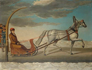 Count Alexey Grigoryevich Orlov of Chesma on a horse drawn sledge, 1778. Artist: Anonymous