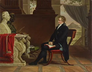 Holstein Gottorp Prints: Count Gustaf Mauritz Armfelt meditating in front of the busts of Gustav III and Caesar