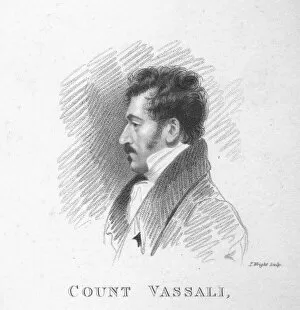 Caroline Collection: Count Vassali, sketched by A. Wivell in the House of Lords, 1820. Creator: T Wright