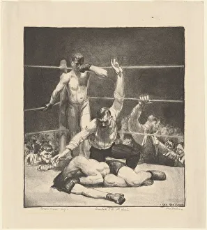 Lithograph In Black Prints: Counted Out, first stone, 1921. Creator: George Wesley Bellows
