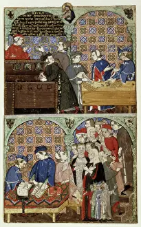 Bureaucracy Prints: Counting house, late 14th century. Creator: The Monk of Hyeres