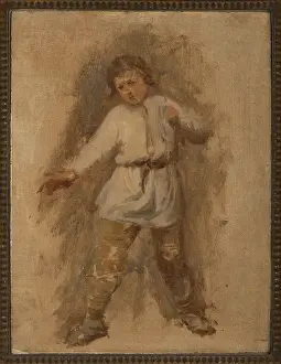 Carrying On Back Prints: Country Boy, 1870. Creator: Aleksander Kotsis