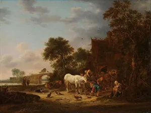 Manger Prints: Country inn with a horse at the trough, 1643. Creator: Isaac van Ostade