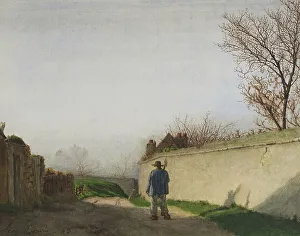 Léon Bonvin Prints: Country Road with Peasant, 1863. Creator: Leon Bonvin