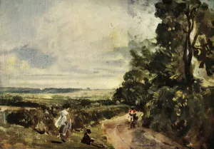 Wenham Prints: A Country Road with Trees and Figures, c1830, (1934). Creator: John Constable