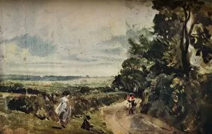 A Country Road with Trees and Figures (recto); Willy Lotts House (verso), c1830