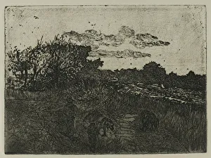Swineherd Prints: Country at Sunset with Swineherds, n.d. Creator: Giovanni Fattori